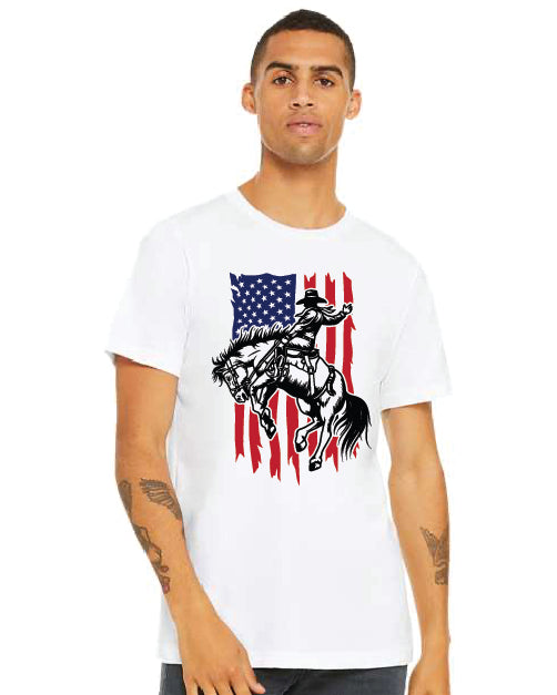 Patriotic Man Riding Horse Unisex and Youth Tee